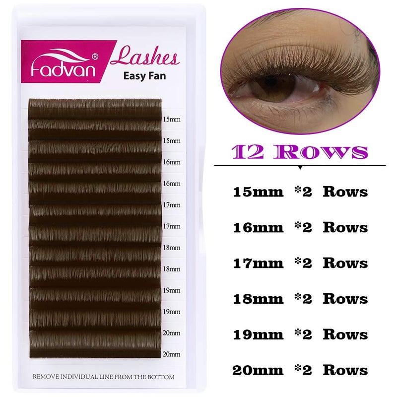 FADVAN Volume Lash Extensions Brown Easy Fan Volume Lashes .07 Rapid Blooming 15-20mm Mixed Tray Eyelash Extensions C D Curl Flowering Lash Extensions by FADVAN (Brown 0.07-C, 15-20mm) - Image 3